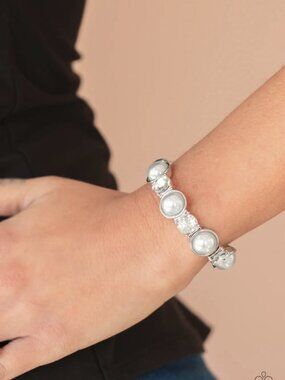 Paparazzi Jewelry Accessories - Elegant Entertainment - White Bracelet - Vintage